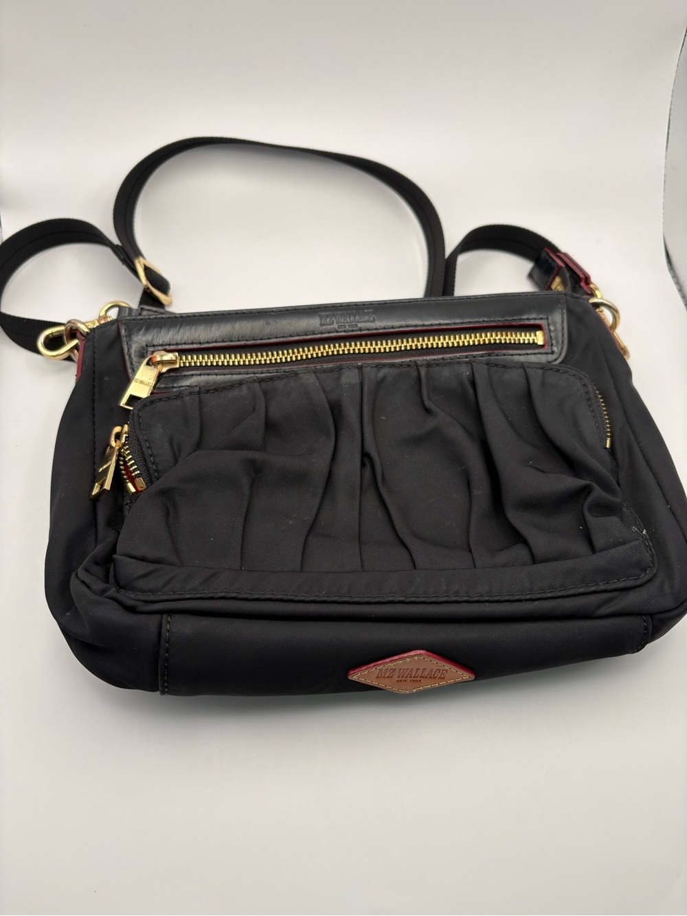 MZ Wallace Black Nylon Crossbody with Gold Hardware
